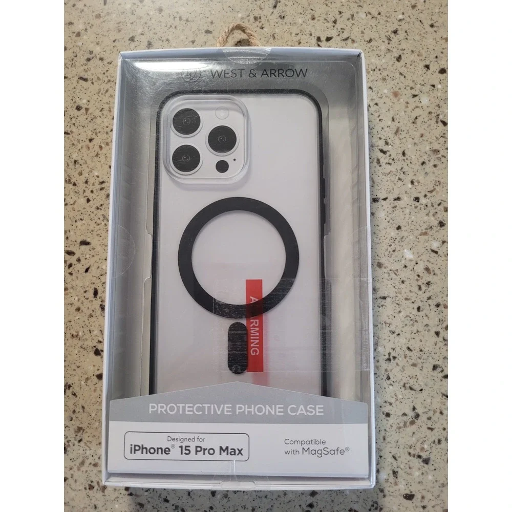 West & Arrow iPhone 15 Pro Max Case Magsafe Black & White Protective Case NEW